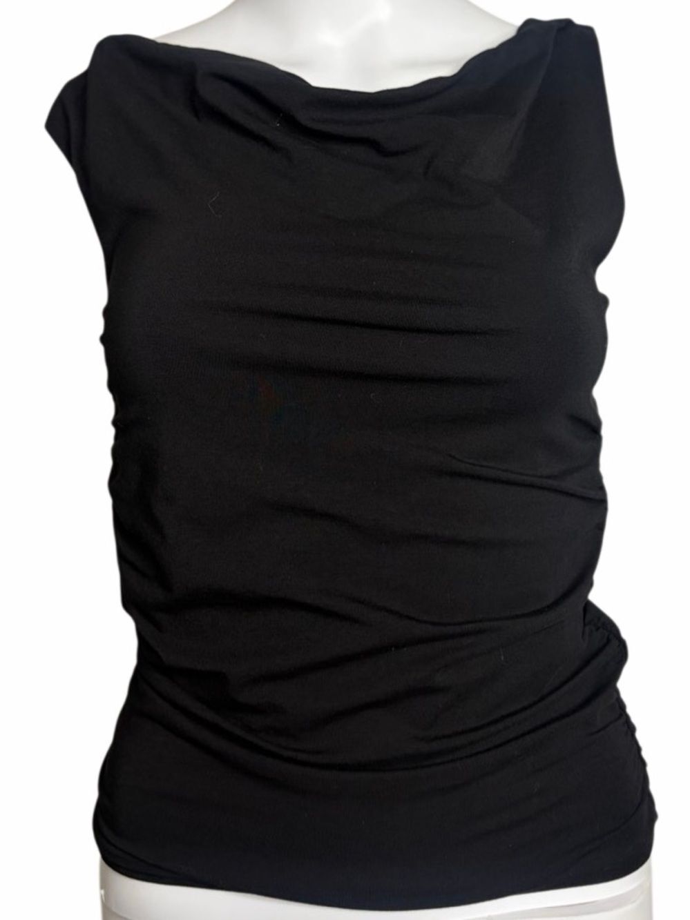 Bobi Black Sleeveless Draped Neck Tank Top Size XS